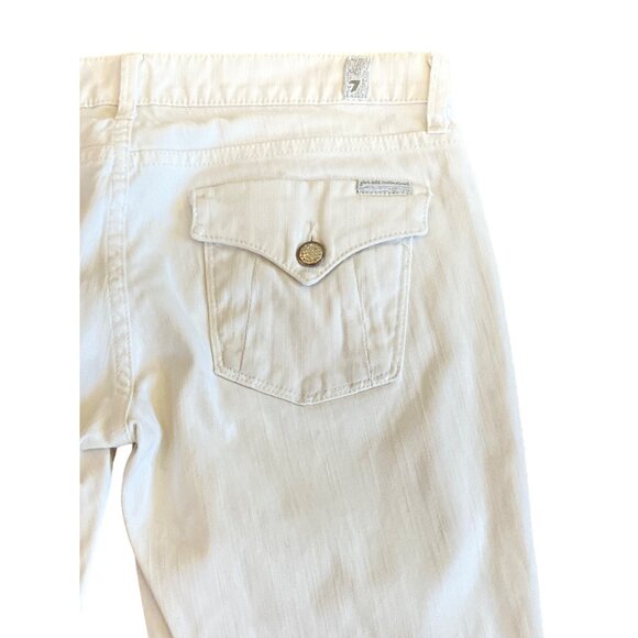 7 for all Mankind White Capris Pants 28 7FAMK Cotton Stretch Flap pockets - Picture 11 of 12
